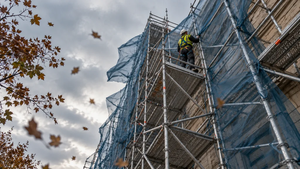 El impacto del viento en los andamios de trabajo.