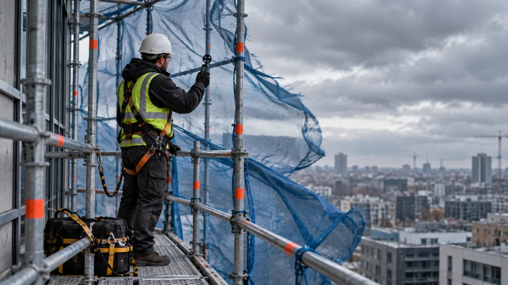 Cuándo suspender labores de construcción con andamios en alturas por ráfagas de viento